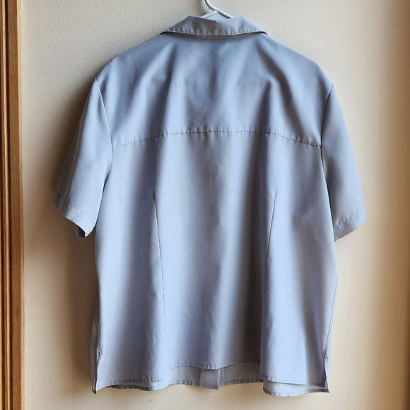 Kathie Lee Collection Vintage Blue Shortsleeve Button Down Blouse Size 22W/24W - Picture 14 of 14